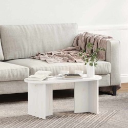Table basse Blanc 80 x 39,5 x 35 cm Bois de pin massif 620852620852
