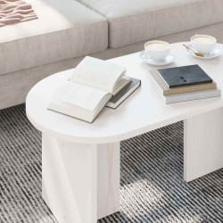 Table basse Blanc 80 x 39,5 x 35 cm Bois de pin massif 620852620852