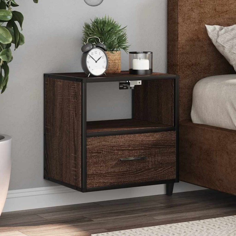 Table de chevet murale chêne marron 40x31x39,5 cm 620855620855