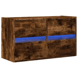 Meuble TV mural avec lumières LED chêne fumé 80x31x45 cm 620860620860