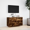Meuble TV mural avec lumières LED chêne fumé 80x31x45 cm 620860620860