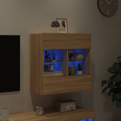 Meuble TV mural avec lumières LED chêne sonoma 58,5x30x60,5 cm 620863620863