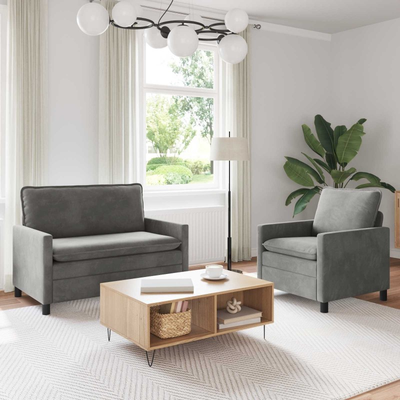 Ensemble de Canapés 2 pcs Gris clair Velours 620864620864
