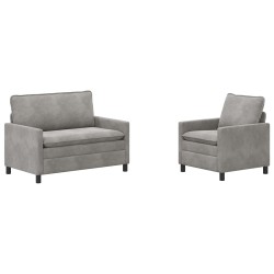 Ensemble de Canapés 2 pcs Gris clair Velours 620864620864