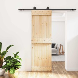 Porte coulissante Naturel et noir 70 x 210 cm 620866620866