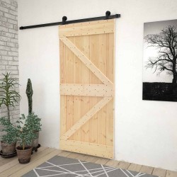 Porte coulissante Naturel et noir 80 x 210 cm 620868620868