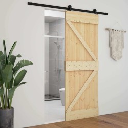 Porte coulissante Naturel et noir 80 x 210 cm 620868620868