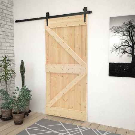 Porte coulissante Naturel et noir 80 x 210 cm 620870620870