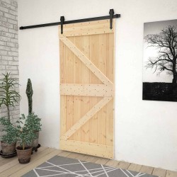 Porte coulissante Naturel et noir 80 x 210 cm 620871620871