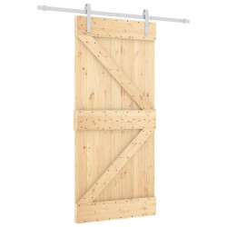Porte coulissante Naturel et Blanc 90 x 210 cm 620872620872