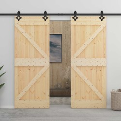 Porte coulissante Naturel et noir 80 x 210 cm 620878620878