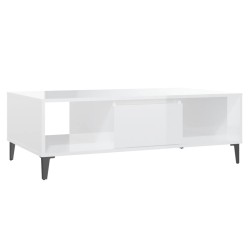 Table basse blanc brillant 103,5x60x35 cm bois d'ingénierie 620881620881