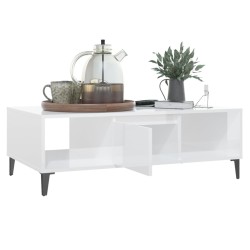 Table basse blanc brillant 103,5x60x35 cm bois d'ingénierie 620881620881