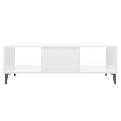 Table basse blanc brillant 103,5x60x35 cm bois d'ingénierie 620881620881