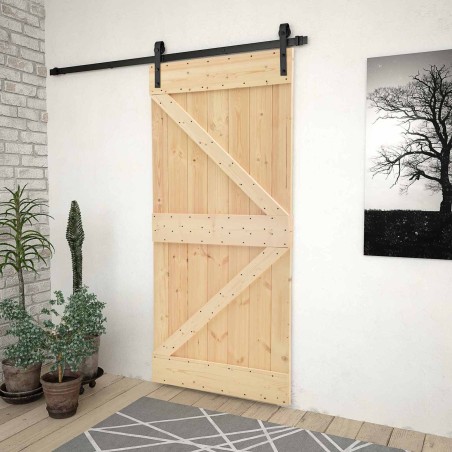 Porte coulissante Naturel et noir 80 x 210 cm 620887620887
