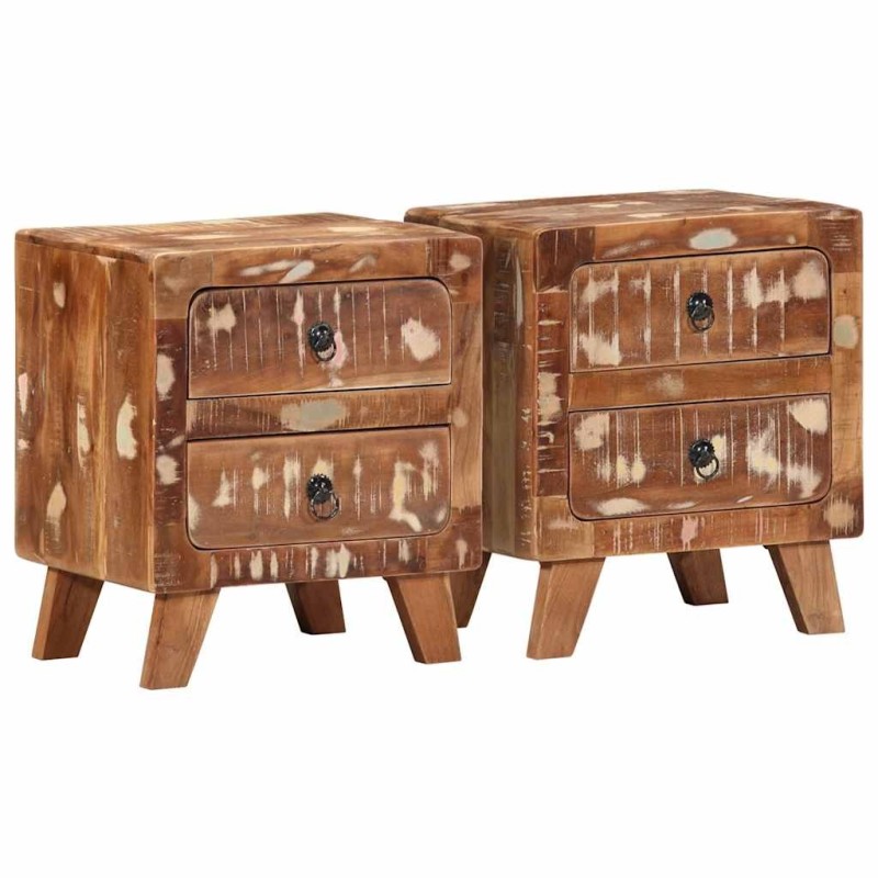 Table de chevet 2 pcs 40x32x46 cm bois massif de récupération 620888620888