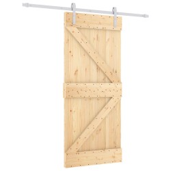 Porte coulissante Naturel et Blanc 90 x 210 cm 620890620890