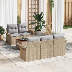 Ensemble de canapé de jardin avec coussin 6 pcs Beige polyrotin 620891620891