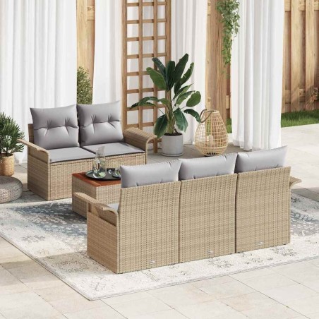 Ensemble de canapé de jardin avec coussin 6 pcs Beige polyrotin 620891620891