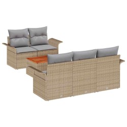 Ensemble de canapé de jardin avec coussin 6 pcs Beige polyrotin 620891620891