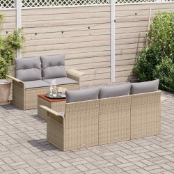 Ensemble de canapé de jardin avec coussin 6 pcs Beige polyrotin 620891620891