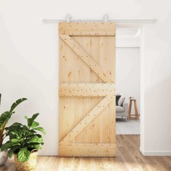 Porte coulissante Naturel et Blanc 90 x 210 cm 620892620892