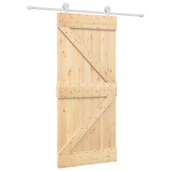 Porte coulissante Naturel et Blanc 90 x 210 cm 620892620892