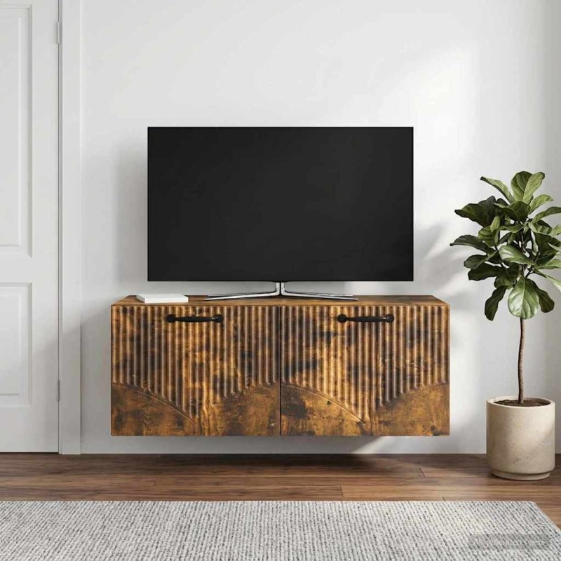 Meuble TV mural Chêne fumé 78,5 x 31 x 30 cm Bois d'ingénierie 620893620893