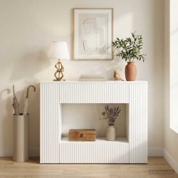 Table console Rayé Blanc 101 x 29 x 74 cm Bois d’ingénierie 620897620897
