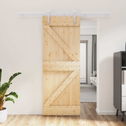 Porte coulissante Naturel et Blanc 80 x 210 cm 620904620904
