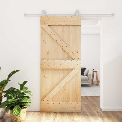 Porte coulissante Naturel et Blanc 90 x 210 cm 620905620905