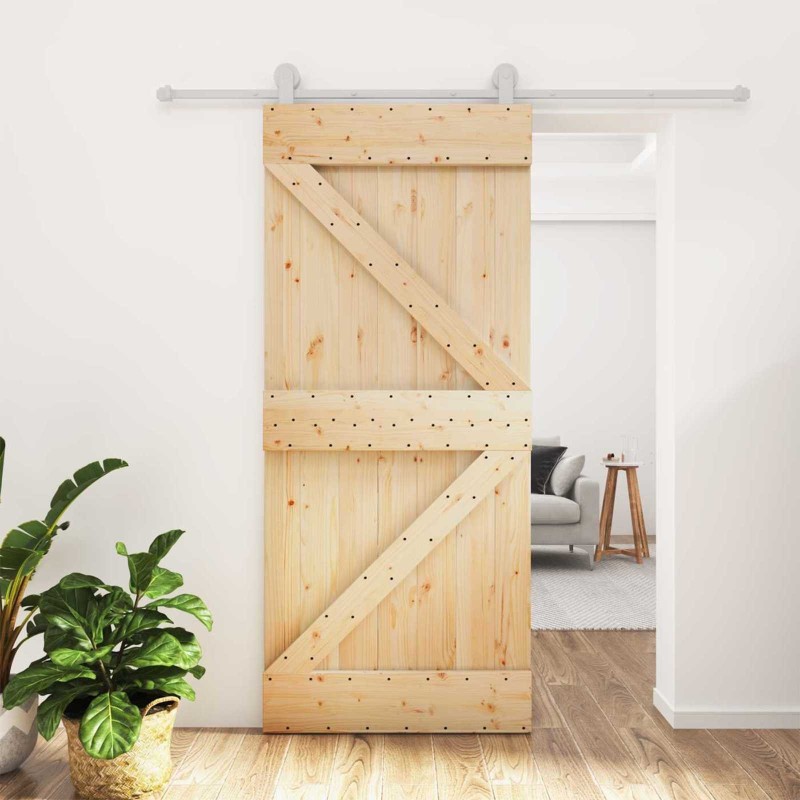 Porte coulissante Naturel et Blanc 90 x 210 cm 620905620905
