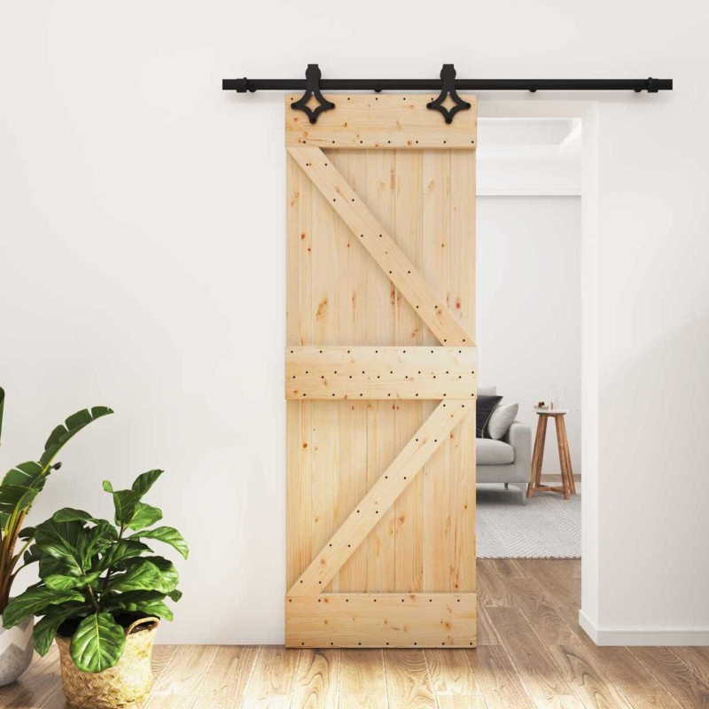 Porte coulissante Naturel et noir 70 x 210 cm 620908620908