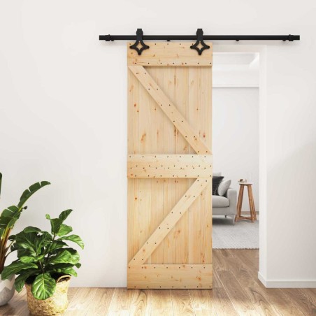Porte coulissante Naturel et noir 70 x 210 cm 620908620908
