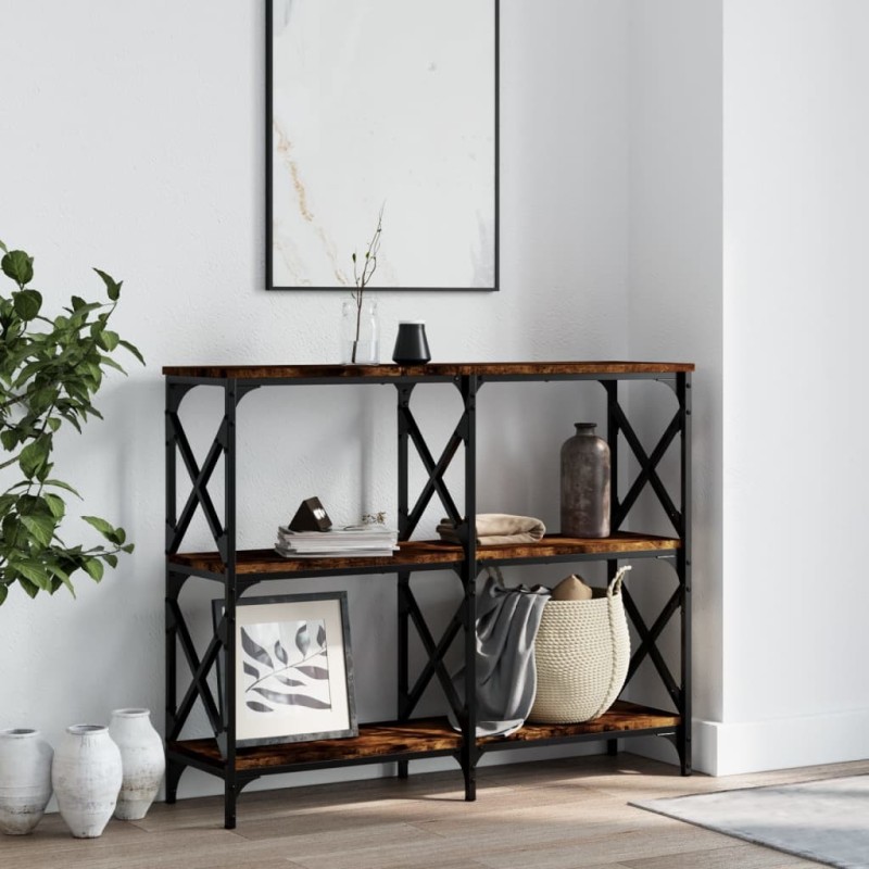 Table console chêne fumé 100x28x80,5 cm bois d'ingénierie 620910620910
