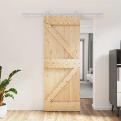 Porte coulissante Naturel et Blanc 80 x 210 cm 620911620911