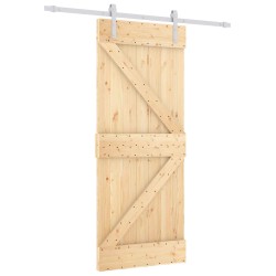Porte coulissante Naturel et Blanc 80 x 210 cm 620911620911