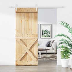 Porte coulissante Naturel et Blanc 90 x 210 cm 620913620913