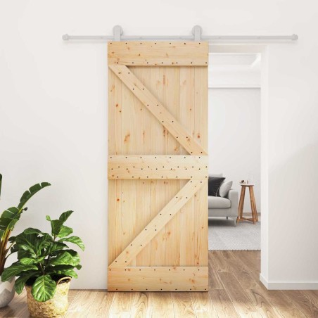 Porte coulissante Naturel et Blanc 80 x 210 cm 620914620914