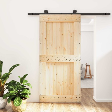 Porte coulissante Naturel et noir 100 x 210 cm 620915620915