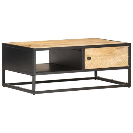 Table basse à porte sculptée 90x55x36 cm Bois de manguier brut 620919620919