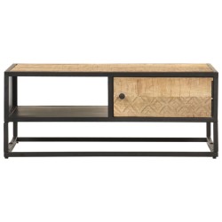 Table basse à porte sculptée 90x55x36 cm Bois de manguier brut 620919620919