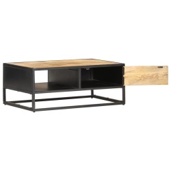 Table basse à porte sculptée 90x55x36 cm Bois de manguier brut 620919620919