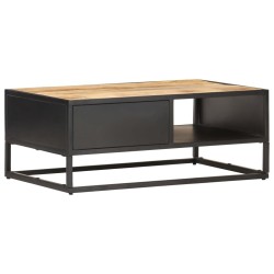 Table basse à porte sculptée 90x55x36 cm Bois de manguier brut 620919620919