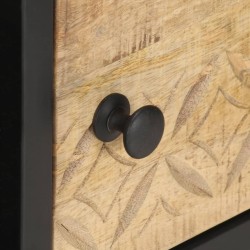 Table basse à porte sculptée 90x55x36 cm Bois de manguier brut 620919620919