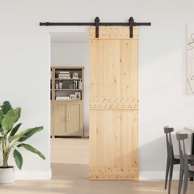 Porte coulissante NARVIK Naturel et noir 70 x 210 cm (152,5 cm) 620923620923