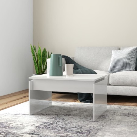 Table basse blanc brillant 68x50x38 cm bois d'ingénierie 620925620925