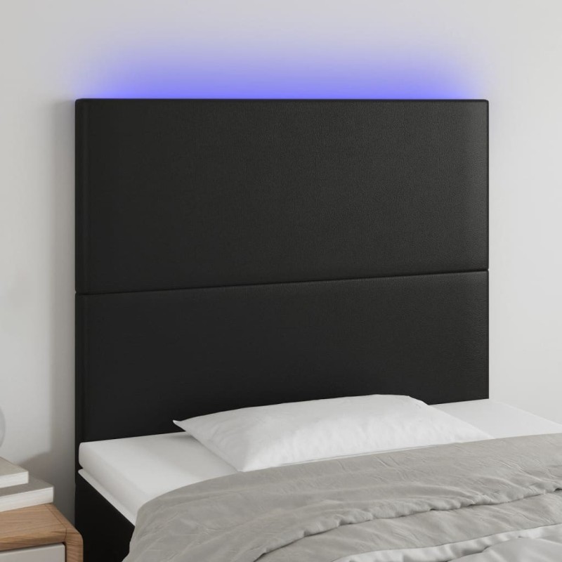 Tête de lit à LED Noir 100x5x118/128 cm Similicuir 620931620931
