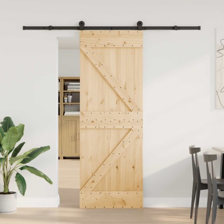 Porte coulissante NARVIK Naturel et noir 70 x 210 cm (213,5 cm) 620936620936