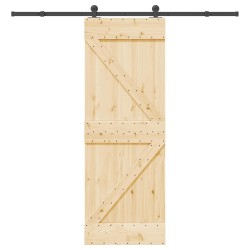 Porte coulissante NARVIK Naturel et noir 70 x 210 cm (213,5 cm) 620936620936